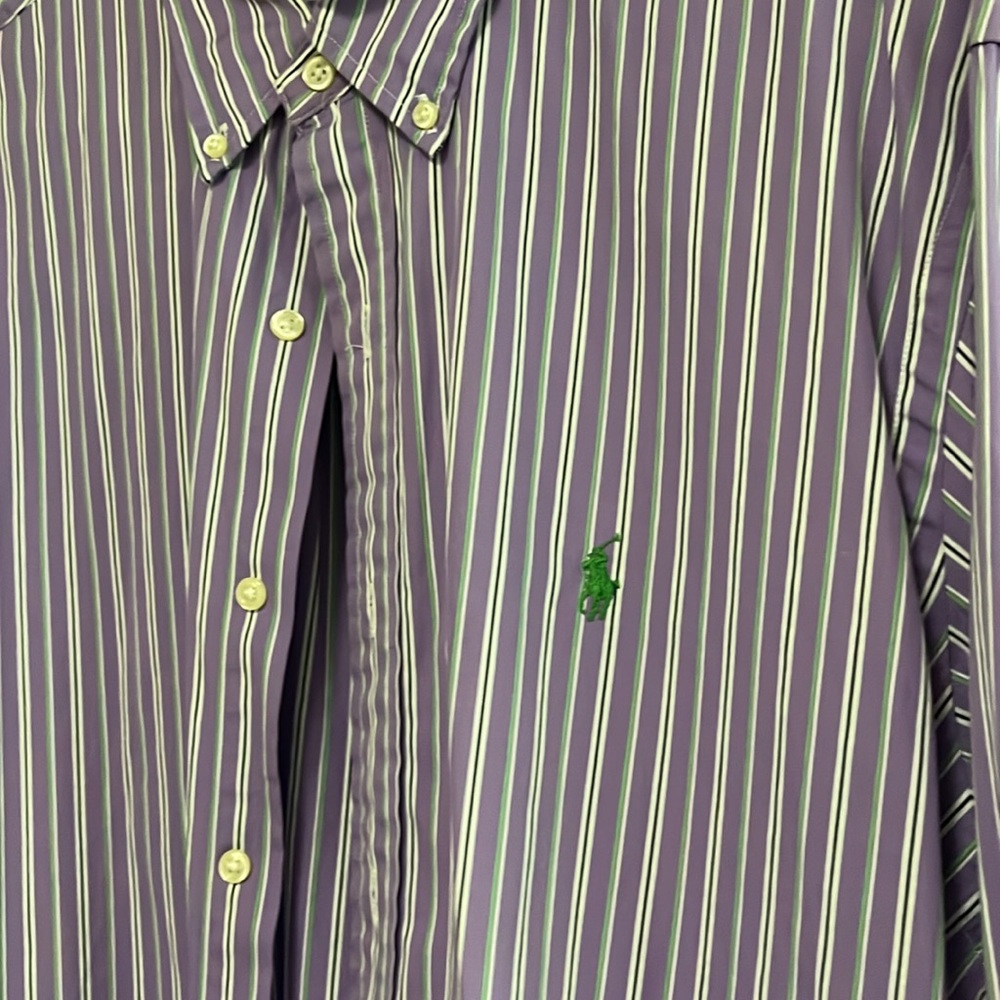 Ralph Lauren Lavender Green And White Shirt - Picture 3 of 6